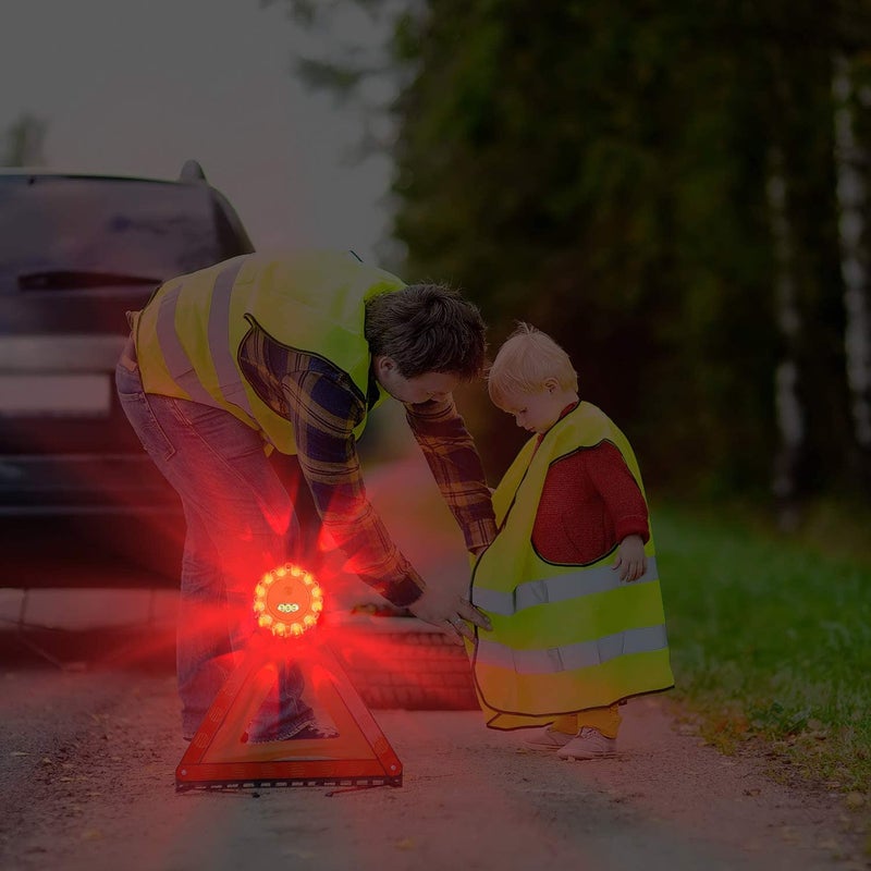 AK [12 Pack LED Road Flares Safety Flashing Warning Light Roadside Emergency Disc Beacon Kit for Vehicles Boats with Magnetic Base & Hook, Premium Storage Bag (Batteries Not Included) (12) - Image 4